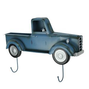 Blue Metal Vintage Truck Wall Hook Rack